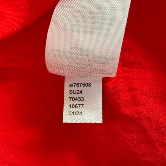 LOFT Tiered Babydoll VNeck Mini Dress Sz L Red Eyelet Boho Swing Vacation Beachy - Picture 10 of 11